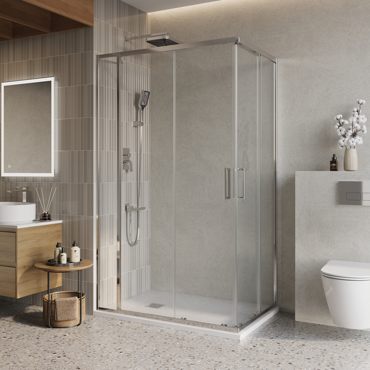душевой уголок belbagno luce-ah-21-120/90-c-cr, 120 х 90 см, стекло прозрачное / профиль хром