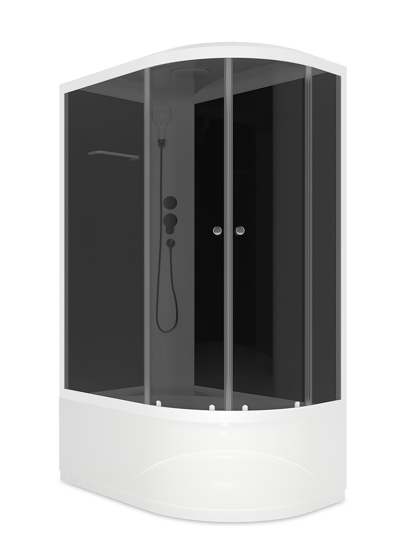 душевая кабина domani-spa delight slim 128 high 120x80 тонированное стекло / черные стенки с крышей (левая)