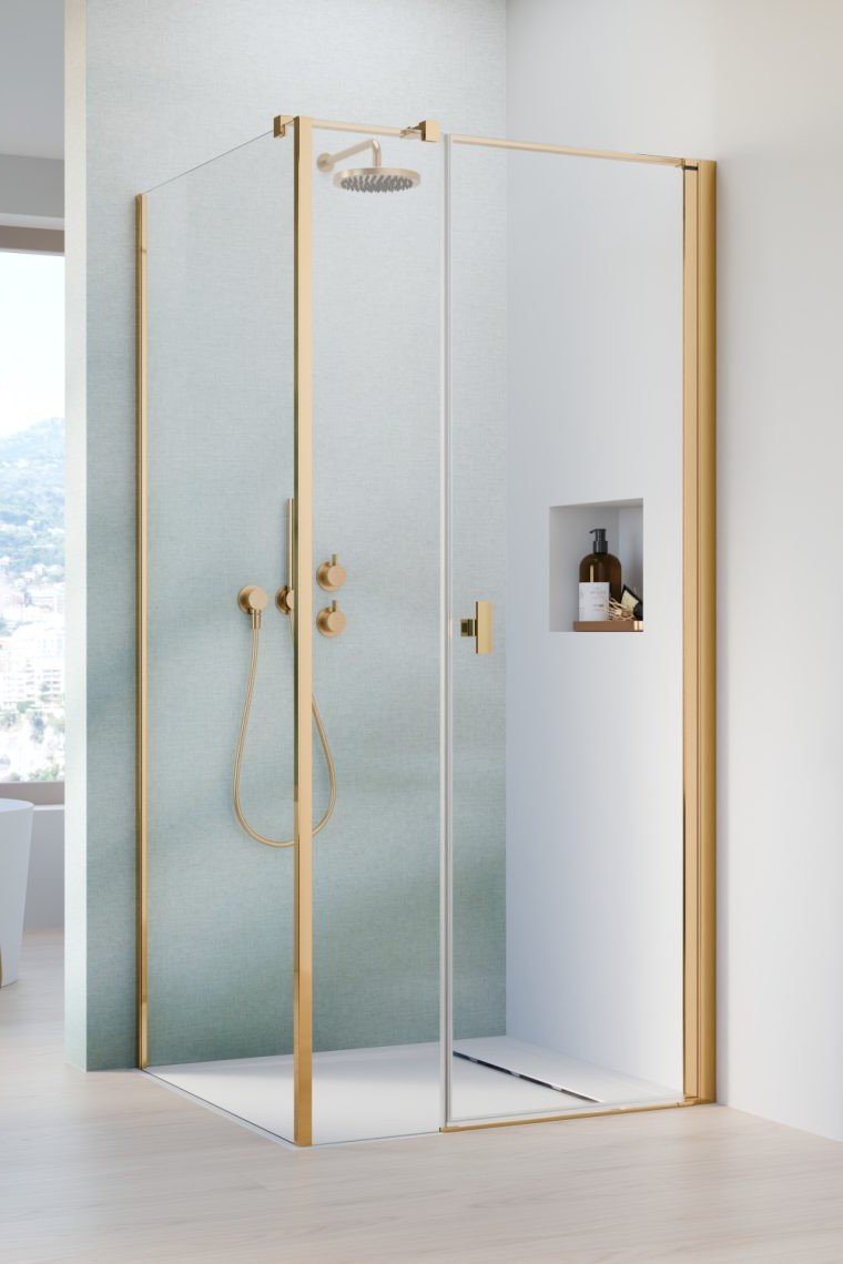 душевой уголок radaway nes 6 gold kds i 120x75 правый, стекла прозрачные, профиль золото