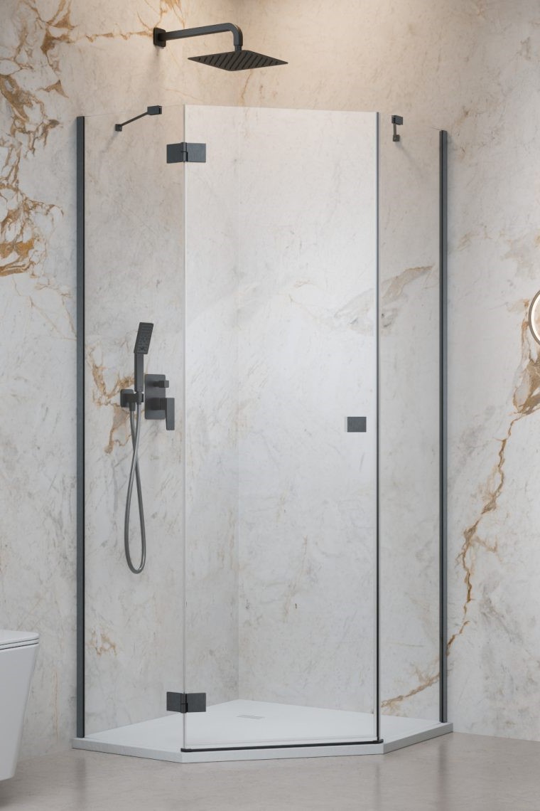 душевой уголок radaway essenza 8 brushed gunmetal ptj 100x90 левый, стекла прозрачные, профиль брашированная оружейная сталь
