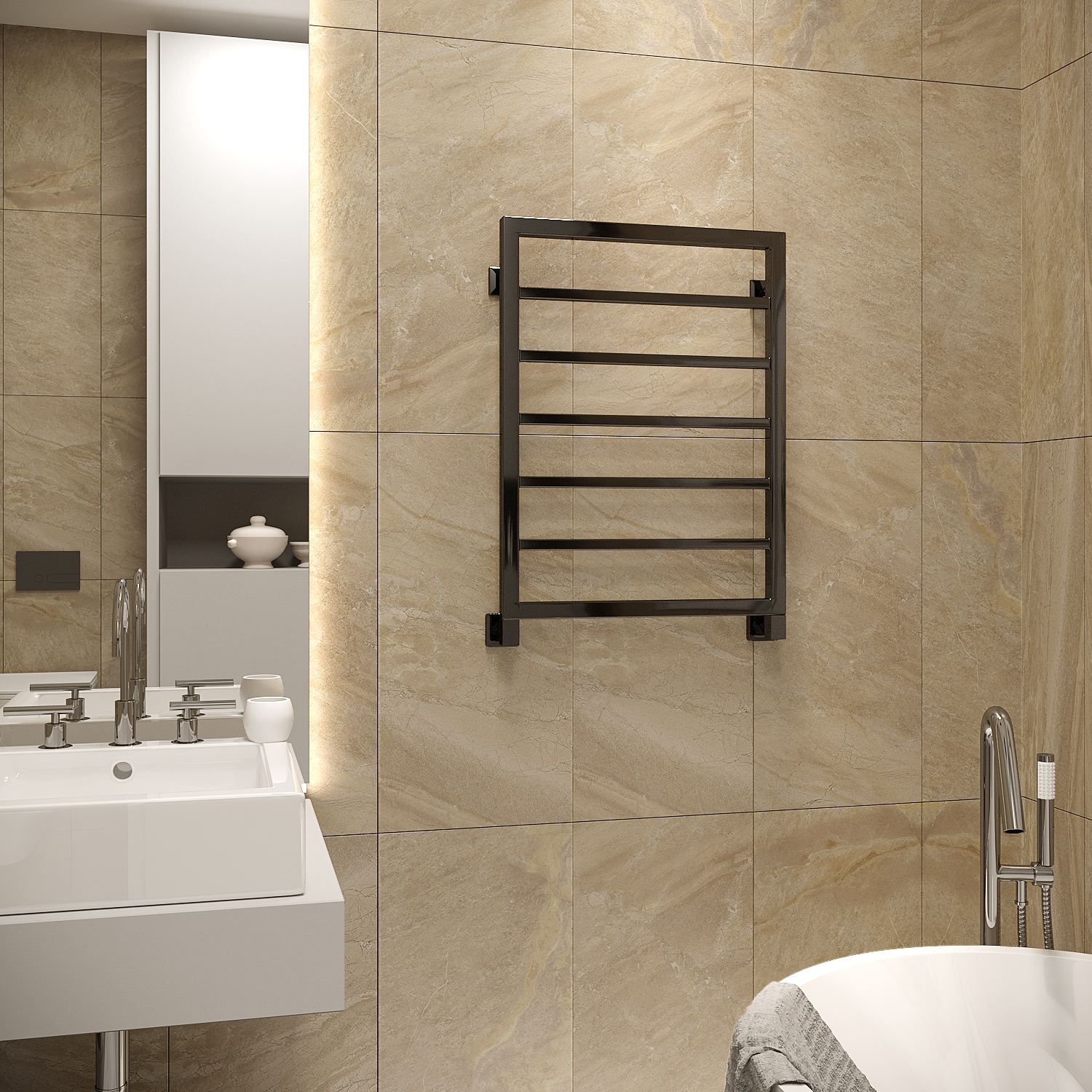 полотенцесушитель водяной stinox croma 50x70 черный глянец