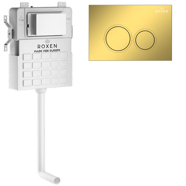 комплект roxen attach 945177 3в1 клавиша смыва золото