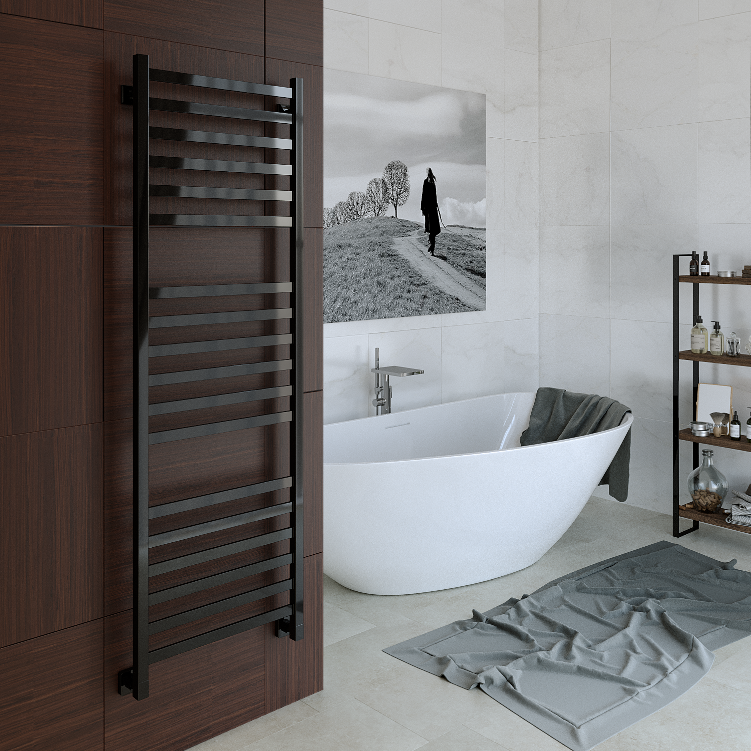 полотенцесушитель водяной stinox prestige luxe 50x160 черный глянец