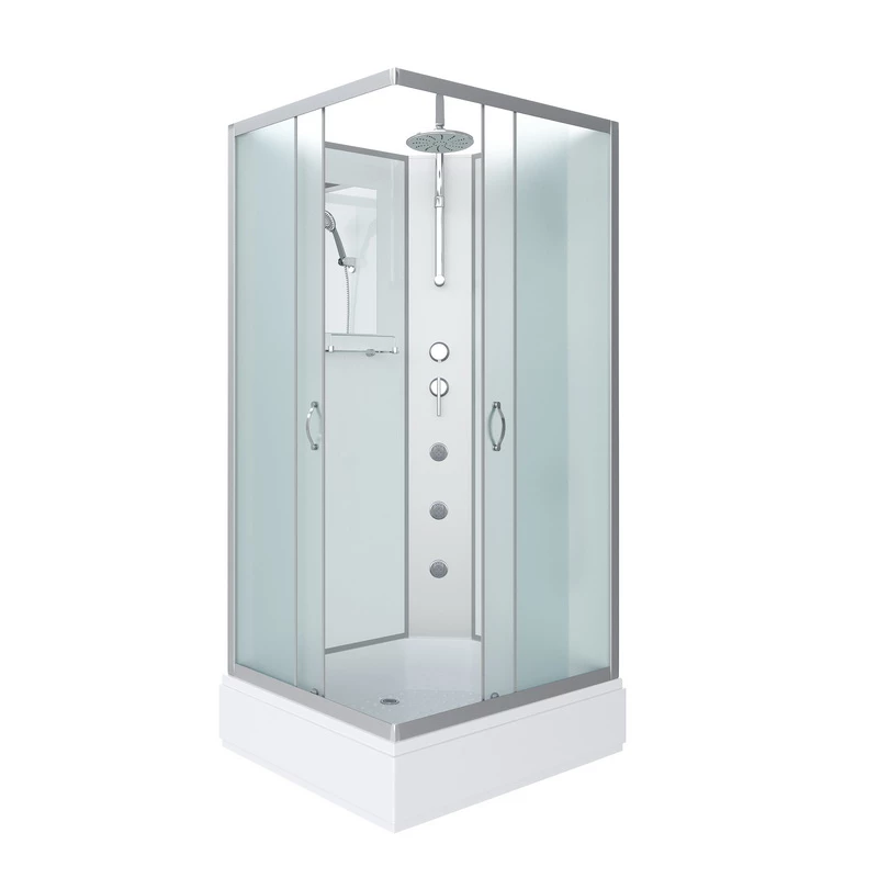 душевая кабина niagara classic ng-33084-14qbktg 100x80 без крыши, стекла матовые, профиль серебро