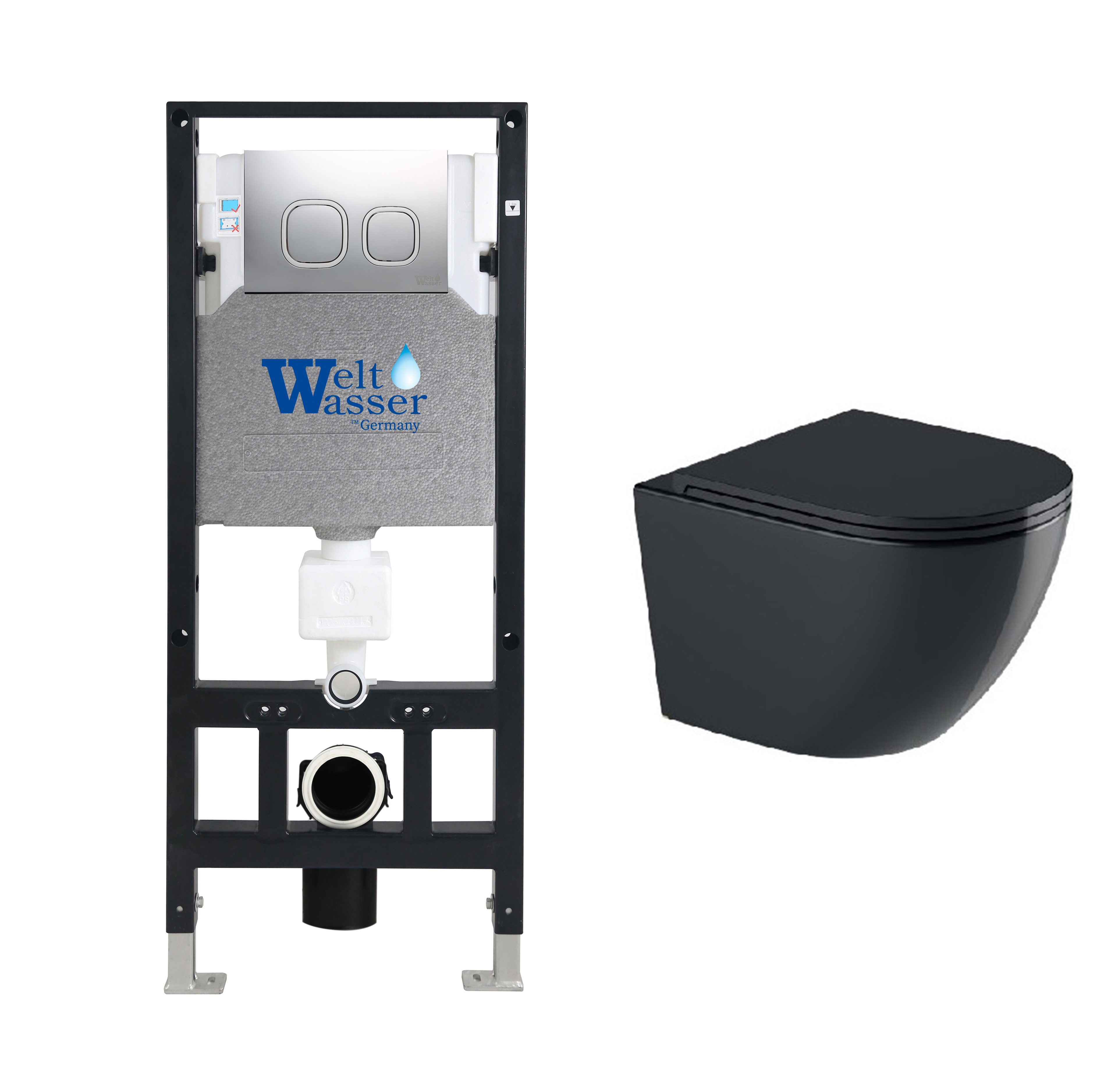 комплект инсталляции welt-wasser amberg 506 с унитазом merzbach 043 gl-bl и клавишей смыва amberg rd-mt cr, матовый хром