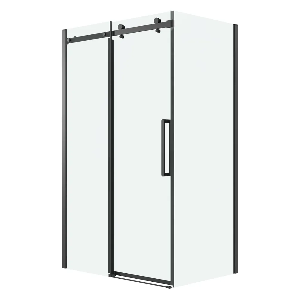 душевой уголок grossman classic 120x100 стекла прозрачные, профиль черный