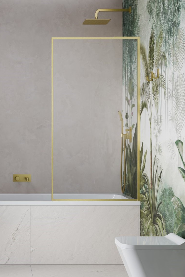 шторка на ванну radaway modo f sl brushed gold pnj ii 80x151 правая, стекла прозрачные, профиль брашированное золото