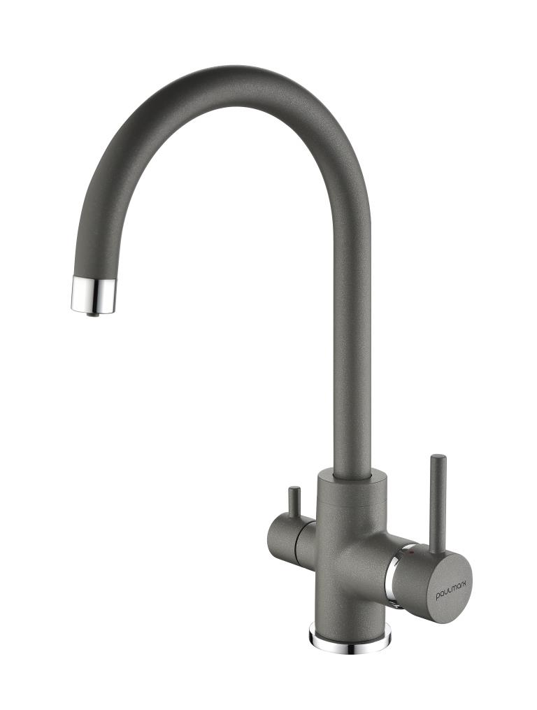 смеситель для кухни paulmark essen es213211-402(grm) серый металлик