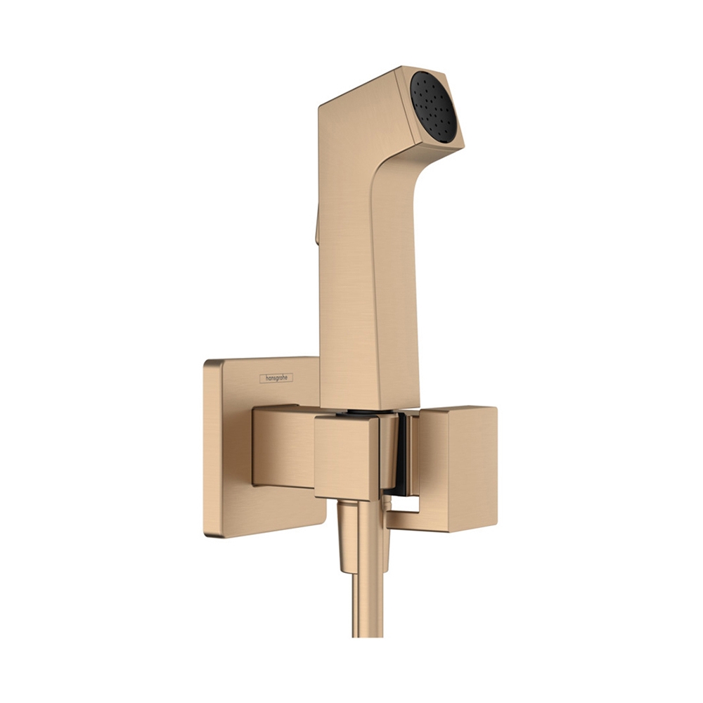 смеситель с гигиеническим душем hansgrohe bidette e ecosmart+ 29233140 шлифованная бронза