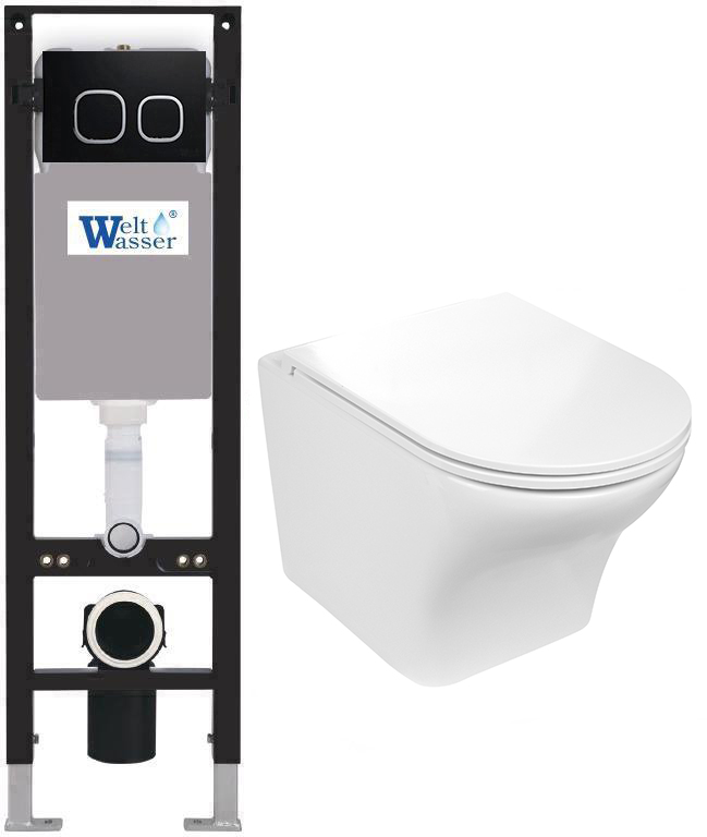 комплект инсталляция welt-wasser amberg 350 для унитаза odenbach 004 gl-wt с клавишей смыва amberg rd-bl, черный матовый