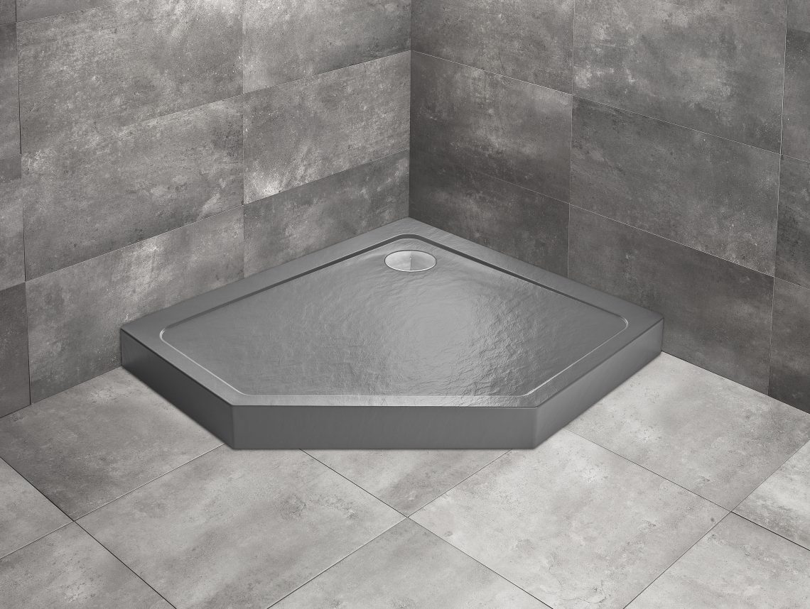 душевой поддон radaway doros pt e compact 100x90 stone anthracite правый