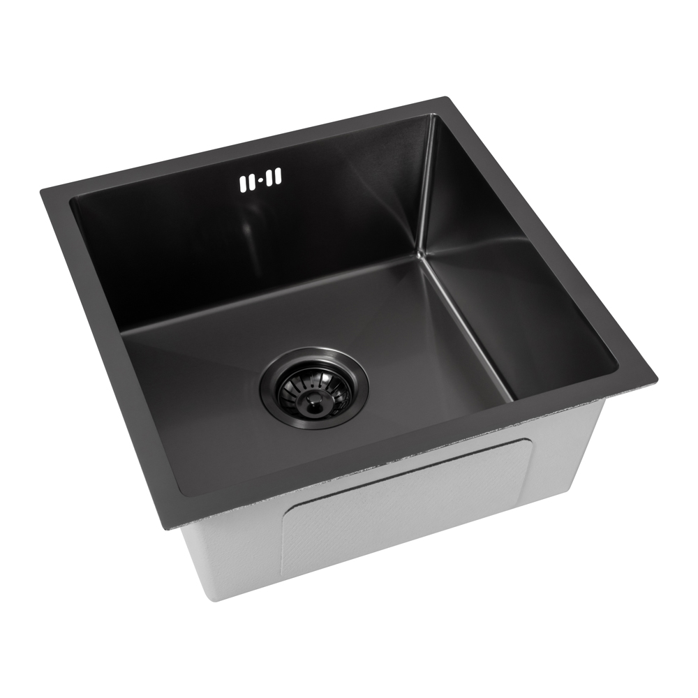 мойка кухонная arfeka eco ar 450*450 black pvd nano, вороненая сталь