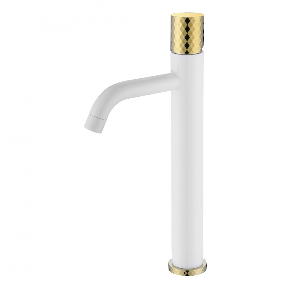 смеситель для умывальника boheme stick 122-wg белый/золото