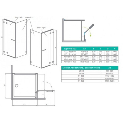 Душевой уголок Radaway Euphoria KDJ 80х80 прозрачное/хром фото 3 душевой уголок radaway euphoria kdj 80х80 прозрачное/хром фото 3