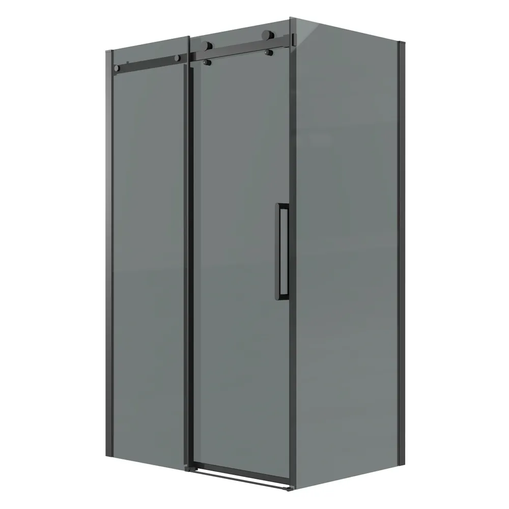 душевой уголок grossman classic 120x100 стекла тонированные, профиль черный