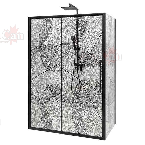 душевой уголок avacan fb 160-180+ sb 90 ava 160-180x90 стекла с рисунком, профиль черный