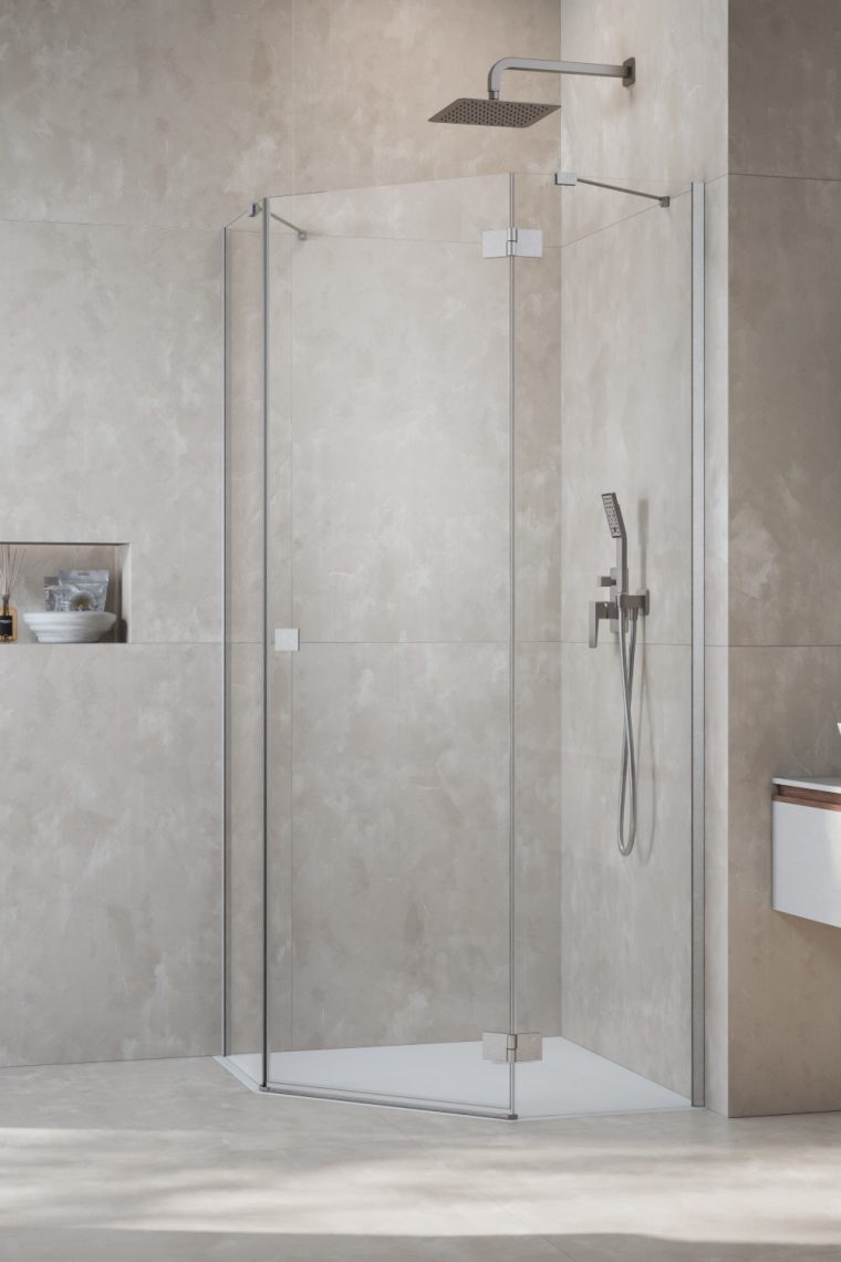 душевой уголок radaway essenza 8 brushed nickel ptj 90x90 правый, стекла прозрачные, профиль брашированный никель