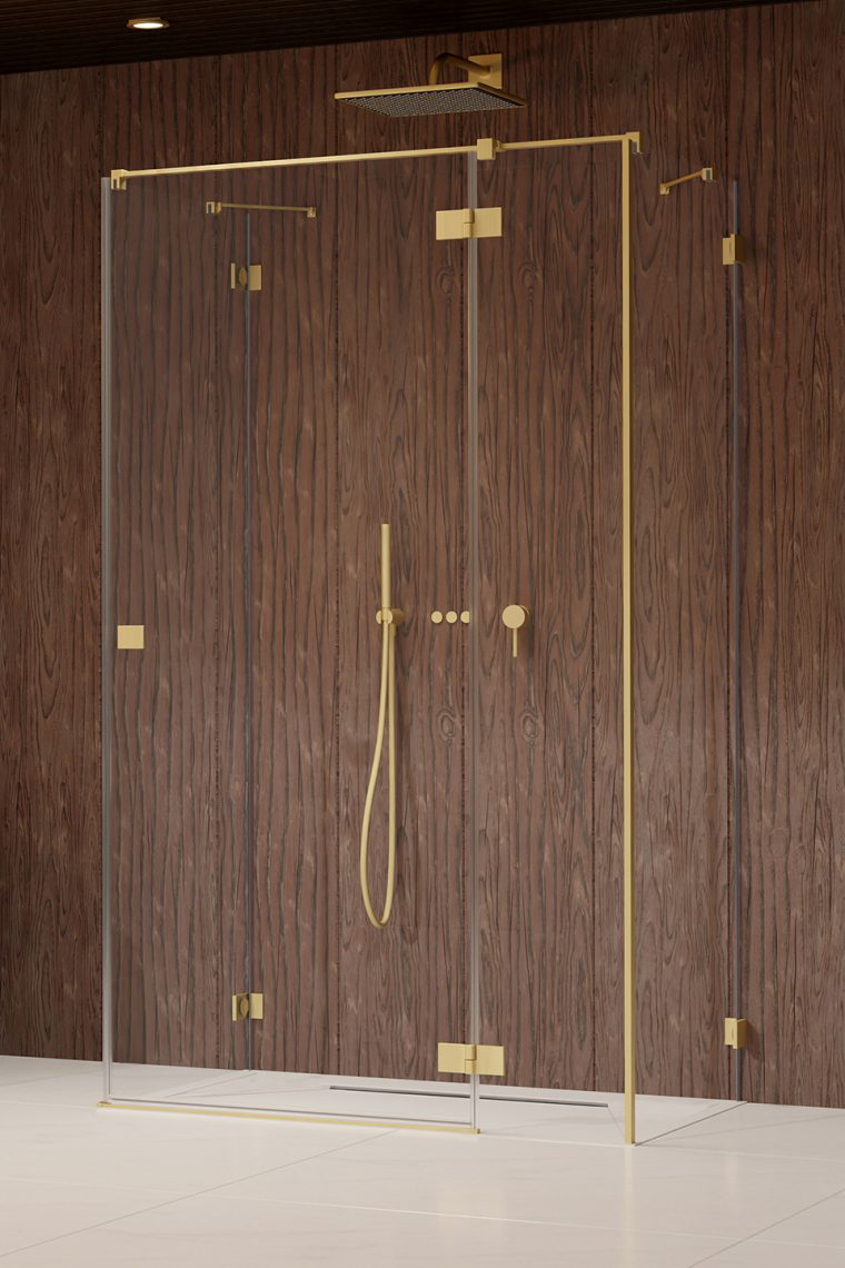 душевой уголок radaway essenza pro brushed gold kdj+s 80x90 правый, стекла прозрачные, профиль брашированное золото