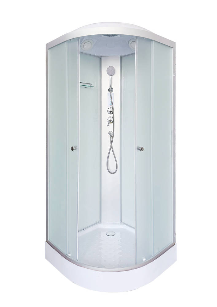 душевая кабина deto lm909el5 90x90 с электрикой, стекла матовые, профиль хром