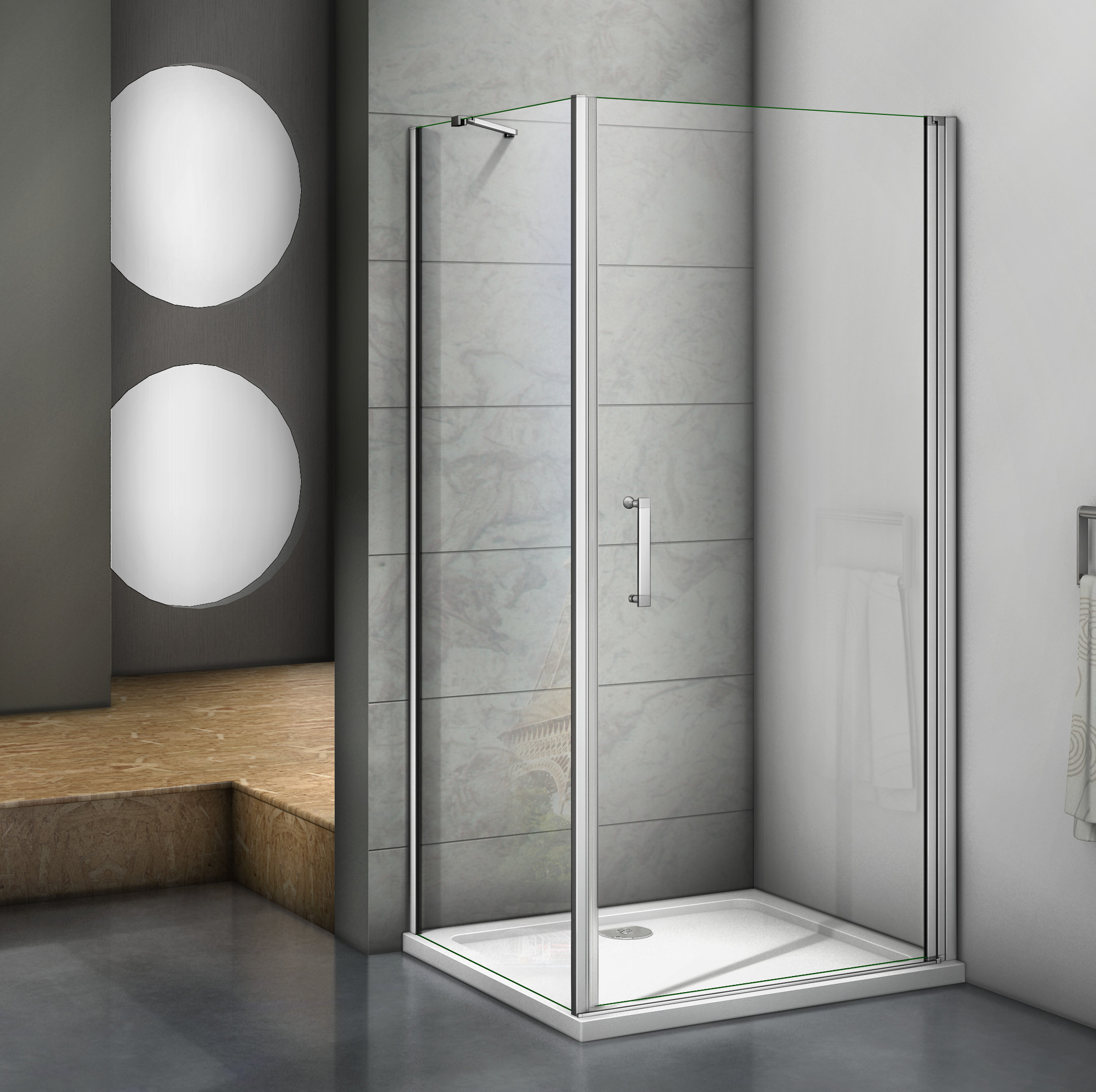 душевой уголок gooddoor mokka dr+sp 100x80 стекло прозрачное / серебристый профиль (с магнитным профилем)
