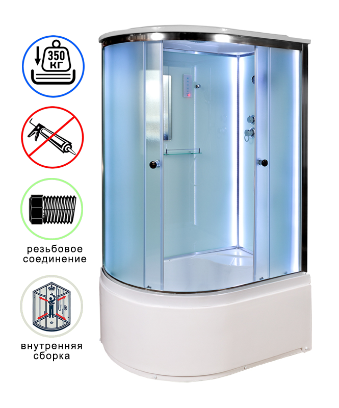 душевая кабина avacan d512srled ava 120x90 led, правая, стекла матовые, профиль хром