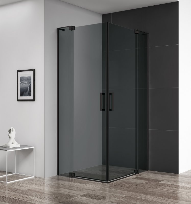 душевой уголок cezares slider-ah-2-70/80-90/100-grigio-nero (70-80)x(90-100) стекла серые, профиль черный
