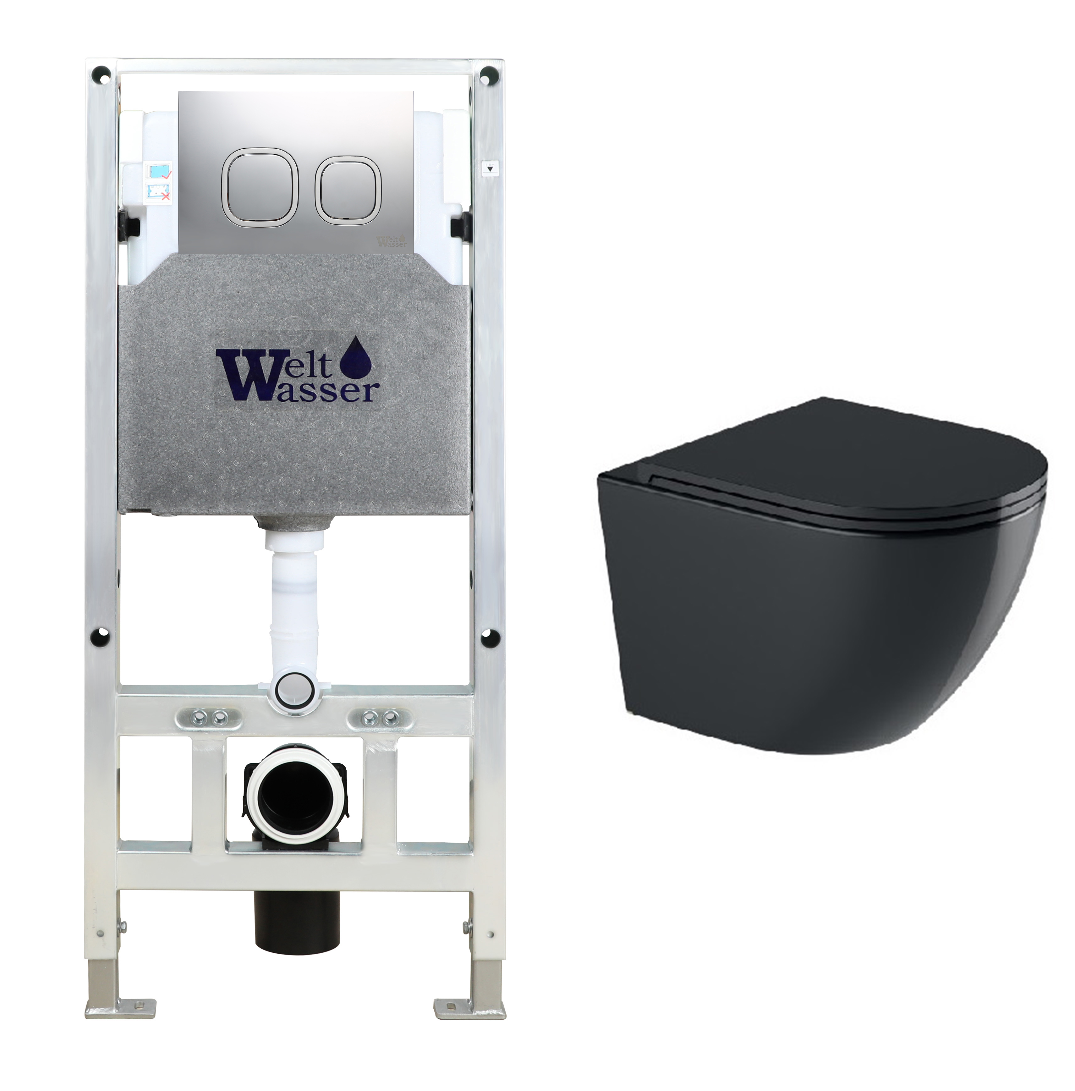 комплект инсталляции welt-wasser amberg 506 st с унитазом merzbach 043 gl-bl и клавишей смыва amberg rd-mt cr, матовый хром