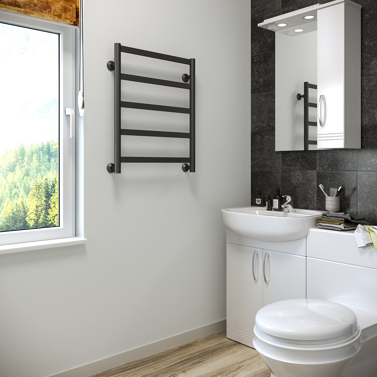 полотенцесушитель водяной stinox maxima 50x60 черный матовый