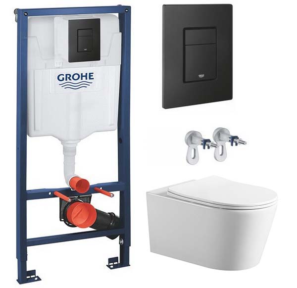 комплект инсталляции grohe grohe rapid 38811kf0 с клавишей смыва черный и унитазом amore di mare temo tornado p322-t