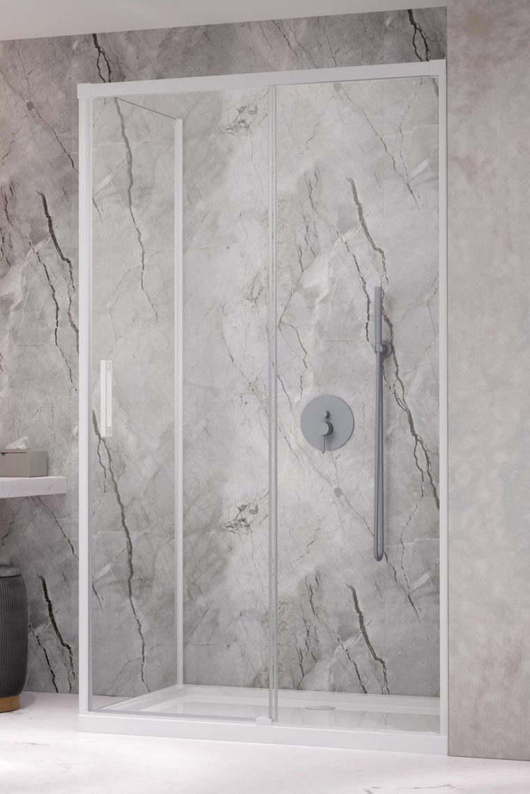 душевой уголок radaway idea white kdj r 130x120 стекла прозрачные, профиль белый