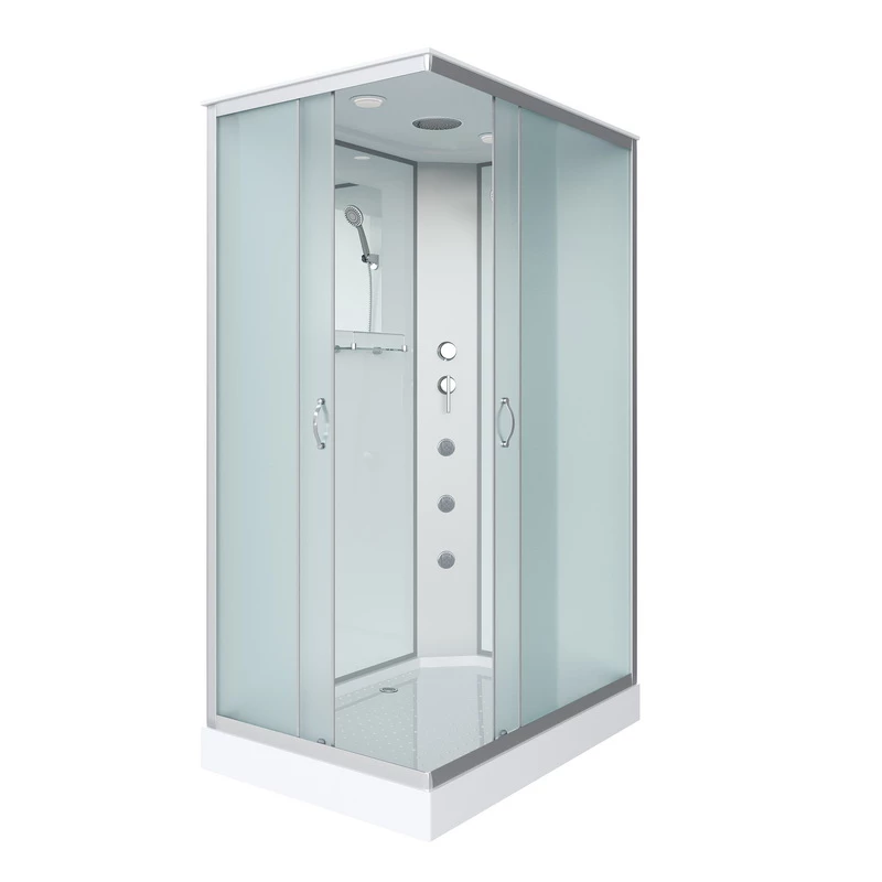 душевая кабина niagara classic ng-43285-14qg 120x80 стекла матовые, профиль серебро