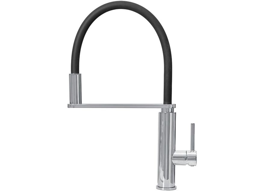 смеситель для кухни с гибким изливом ahti kemi black km833020 хром/черный