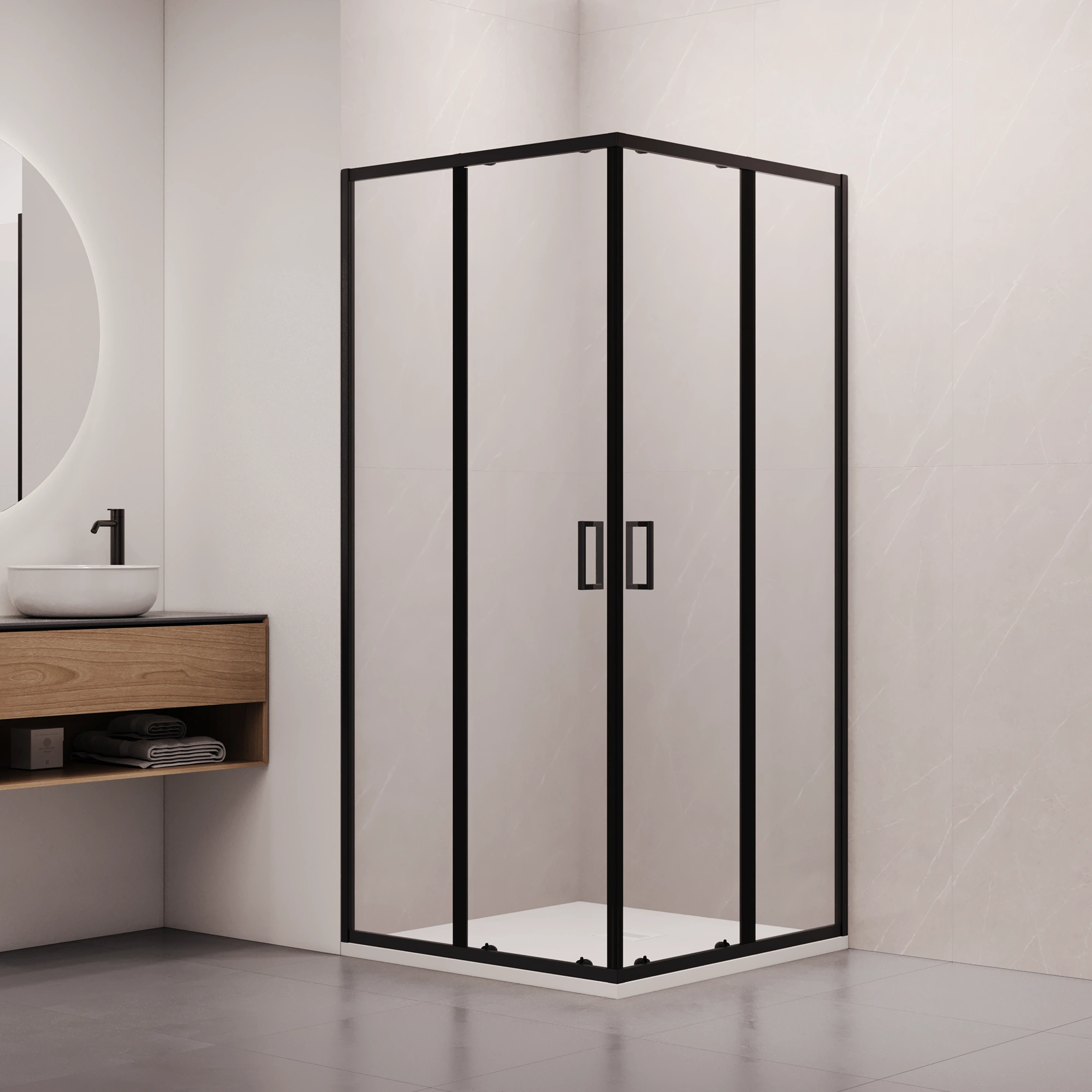 душевой уголок rgw classic cl-34-b new 80x80 стекла прозрачные / профиль черный
