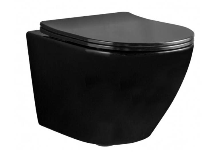 унитаз подвесной rea carlo mini rimless black rea-c8936 сиденье duroplast, микролифт, slim, черный