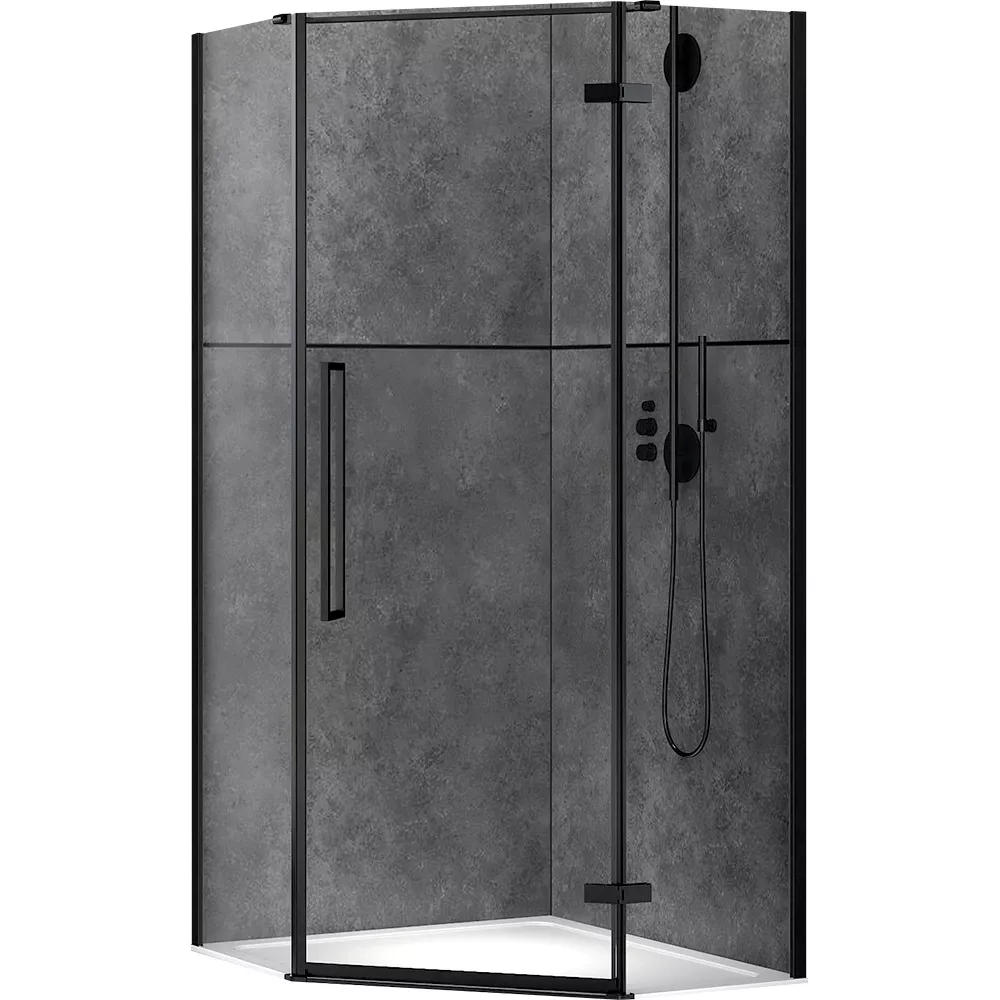 душевой уголок abber ewiges wasser ag05100b 100x100 прозрачное стекло / черный профиль