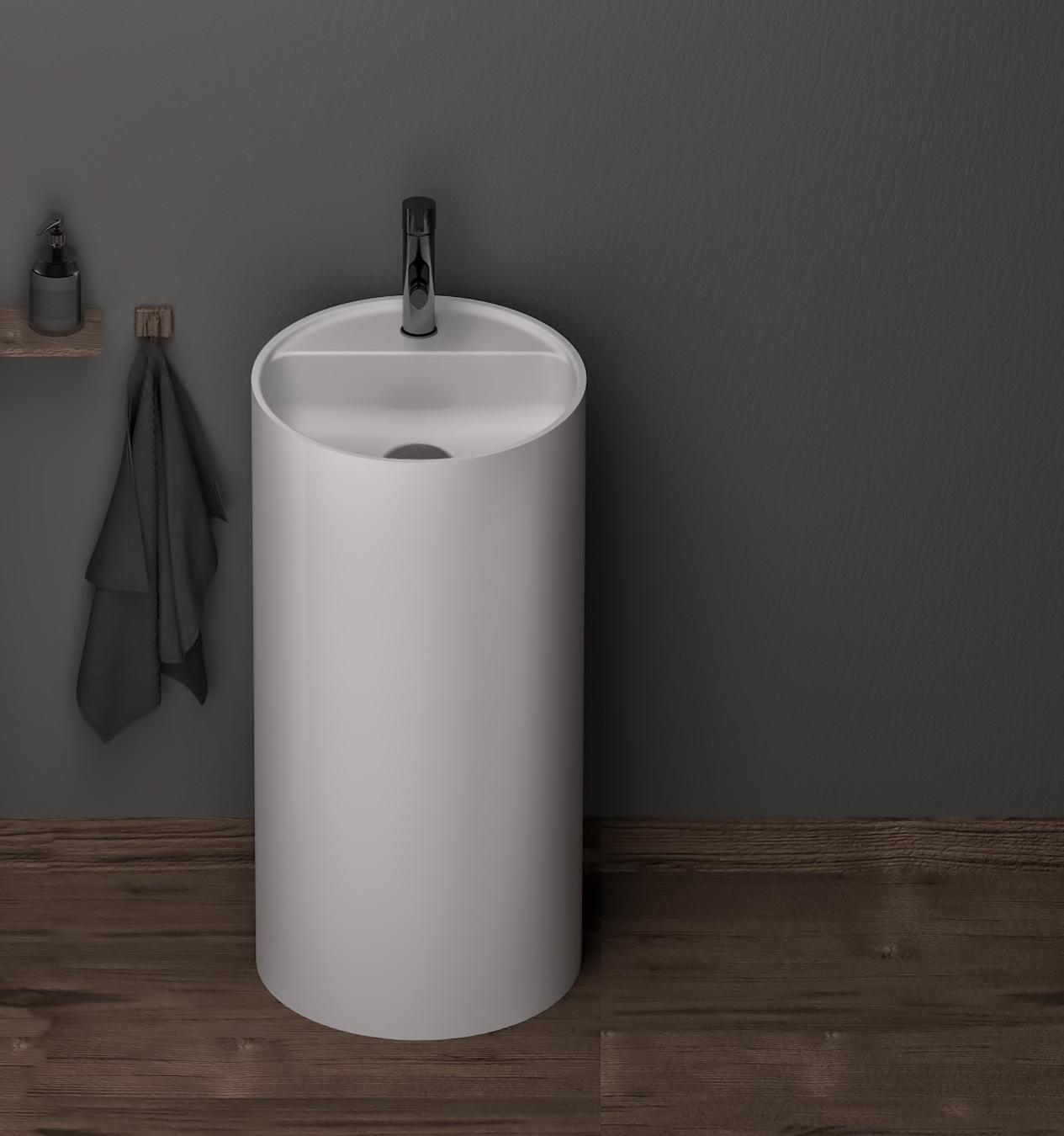 умывальник напольный aquastone aqs 12 43x43 белый матовый