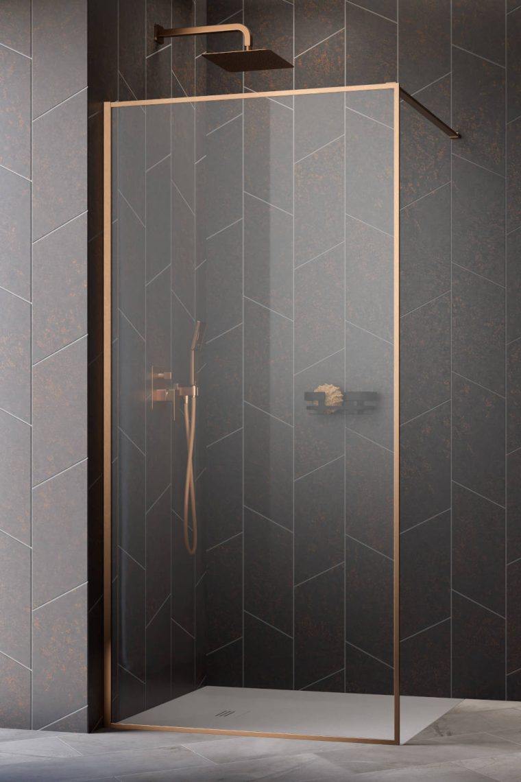 душевой уголок radaway modo f brushed copper ii 150x200 стекла прозрачные, профиль брашированная медь