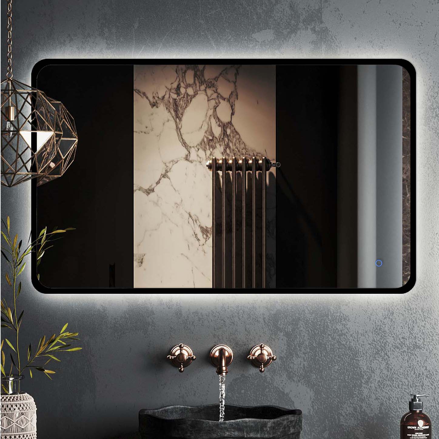 зеркало roxen simon black long 120x70 с подсветкой