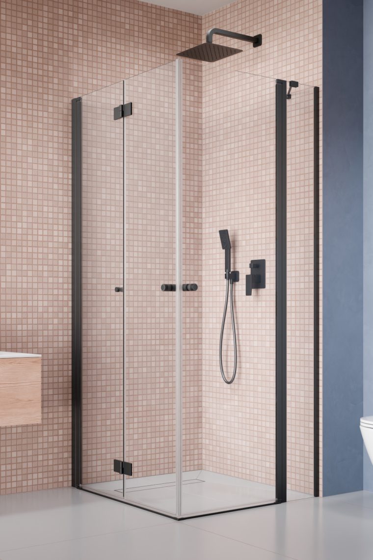 душевой уголок radaway nes 6 black kdd b / kdd ii 80x80 левый, стекла прозрачные, профиль черный