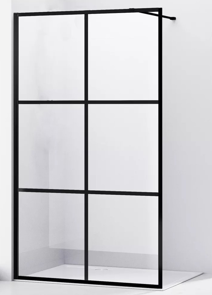 душевой уголок abber immer offen ag62120b walk-in 120x200 прозрачные стекла / черный профиль