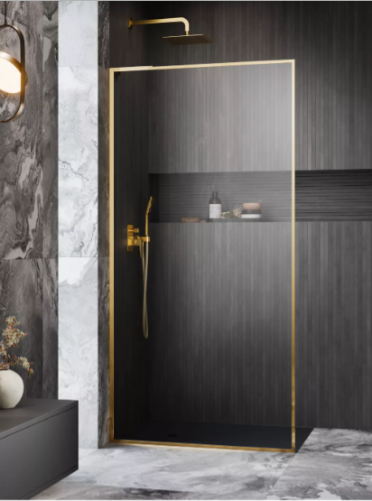 душевой уголок radaway modo f sl gold ii 85x200 левый, стекла прозрачные, профиль золото
