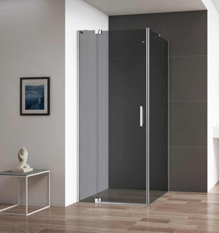 душевой уголок cezares slider-ah-1-100-90/100-grigio-cr (90-100)x100 стекла серые, профиль хром