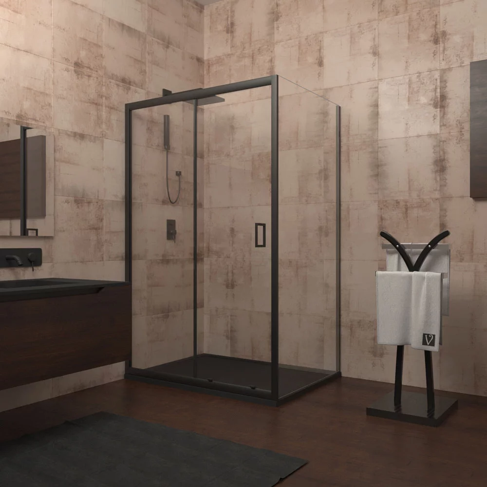 душевой уголок veconi rovigo rv-046b 110x120 прозрачные стекла / профиль черный матовый