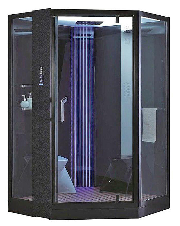 душевая кабина orans sr-89106 s 130x130 черная с турецкой баней