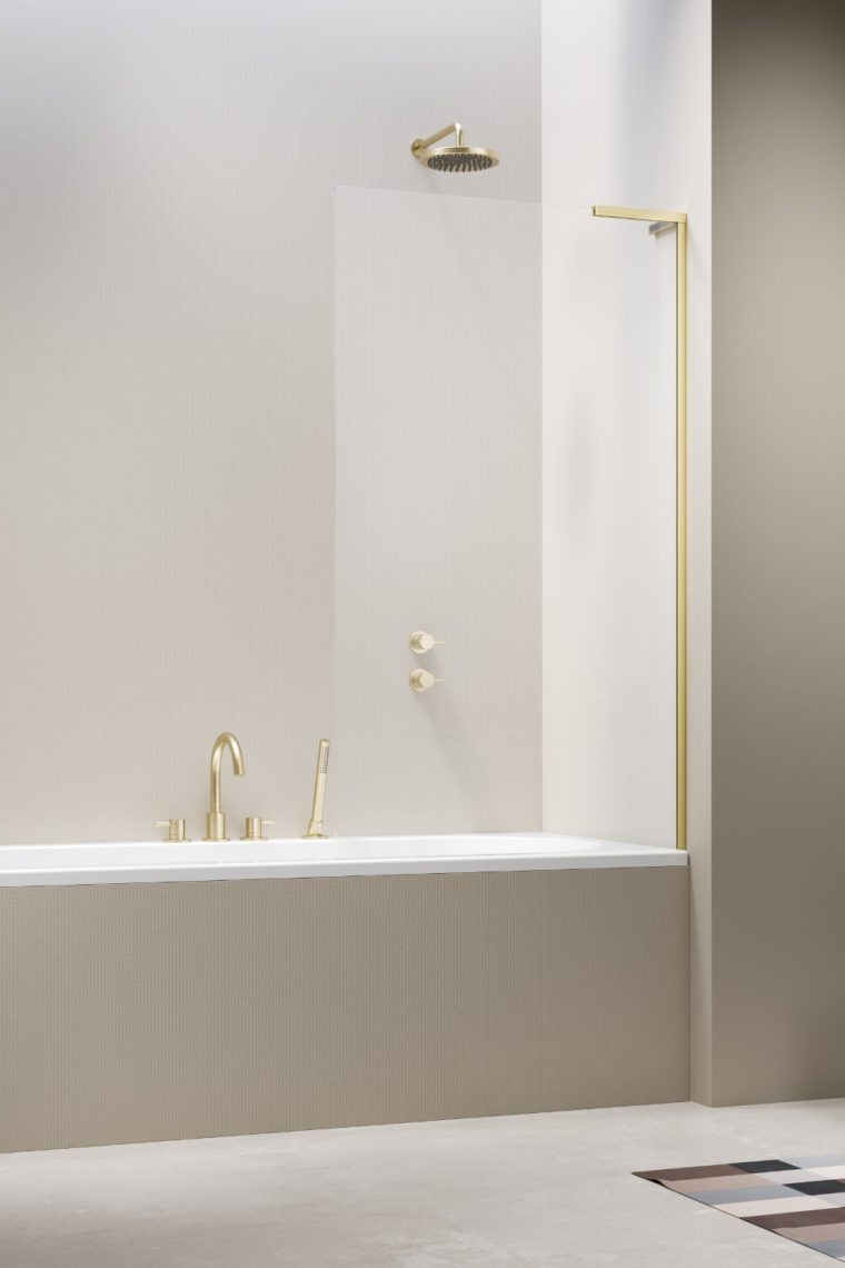 душевая шторка radaway modo sl brushed light gold pnj ii 60x150 правая, стекла прозрачные, профиль брашированное светлое золото