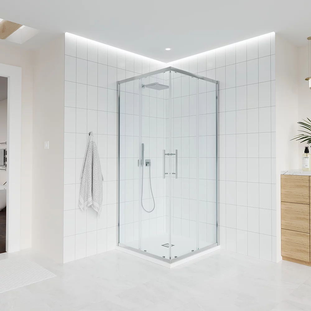 душевой уголок veconi evo 300 ch 100x90 прозрачные стекла / профиль хром