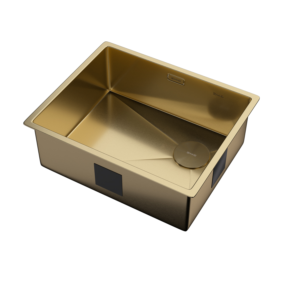 кухонная мойка zorg zerox 54 u / if side sf pvd gold 54x44 матовое золото