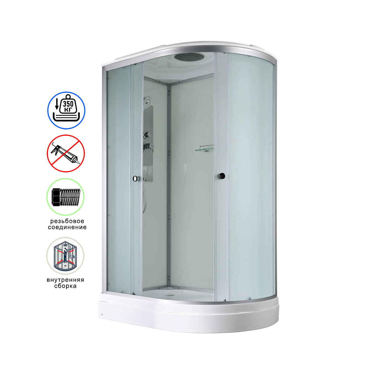 душевая кабина avacan d2012l ava 120x80 левая, стандарт, стекла матовые, профиль хром
