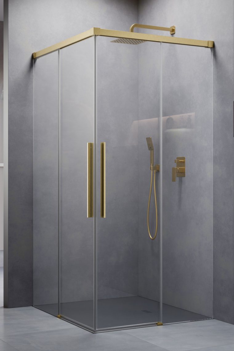 душевой уголок radaway idea 8 ql brushed gold kdd 100x120 стекла прозрачные, профиль брашированное золото