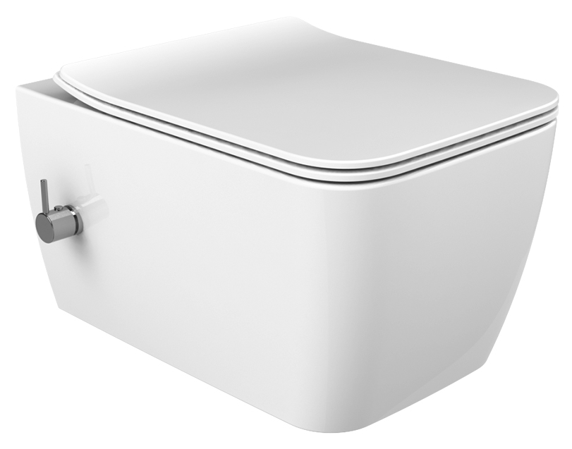 унитаз подвесной cerastyle hera hc01706ph00 37x51,8 безободковый с интегрированной функцией биде белый